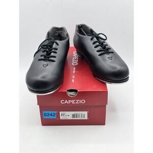 Capezio Tap Shoes Women's Cadence Oxford Black Leather Lace Block Heels Sz 6.5 W